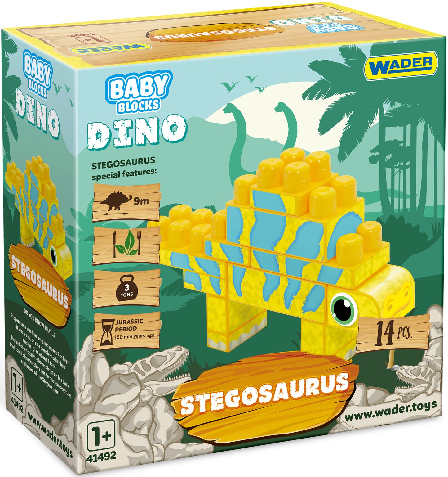 Wader Baby Blocks 41495 Dino Stegosaurus Building Set, 14 pcs - Image 2