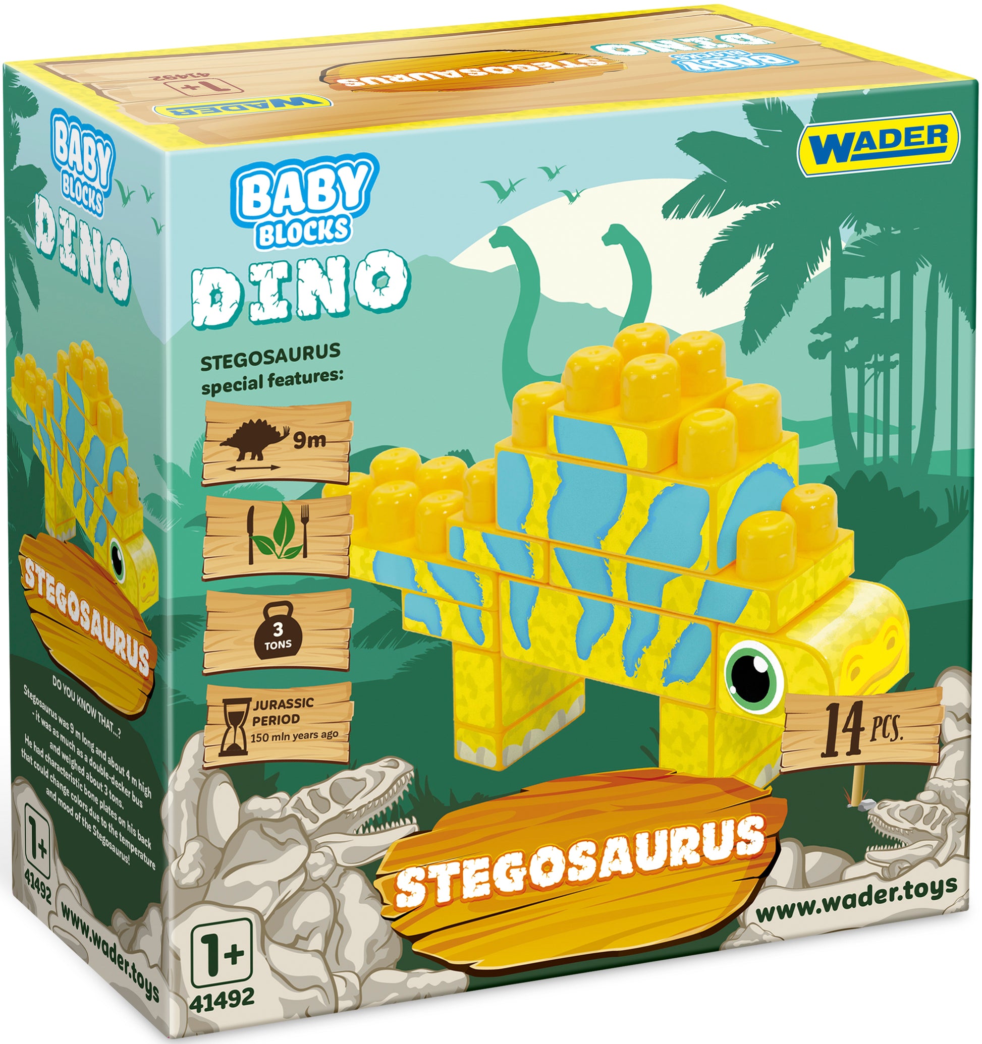 Wader Baby Blocks 41495 Dino Stegosaurus Building Set, 14 pcs - Image 2