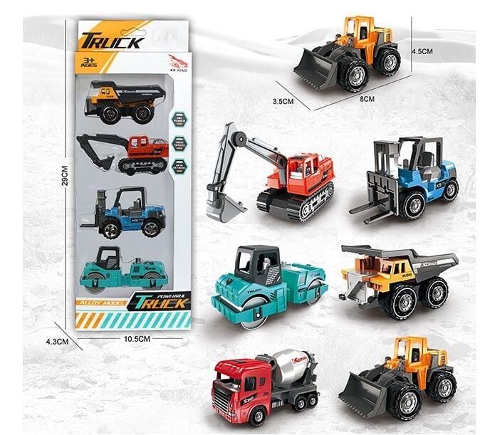 Ke Xiao KX08-04 Powerful Truck Toy Car Set, 4 pcs