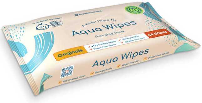 Aqua Wipes Originals Baby Wet Wipes, 64 pcs