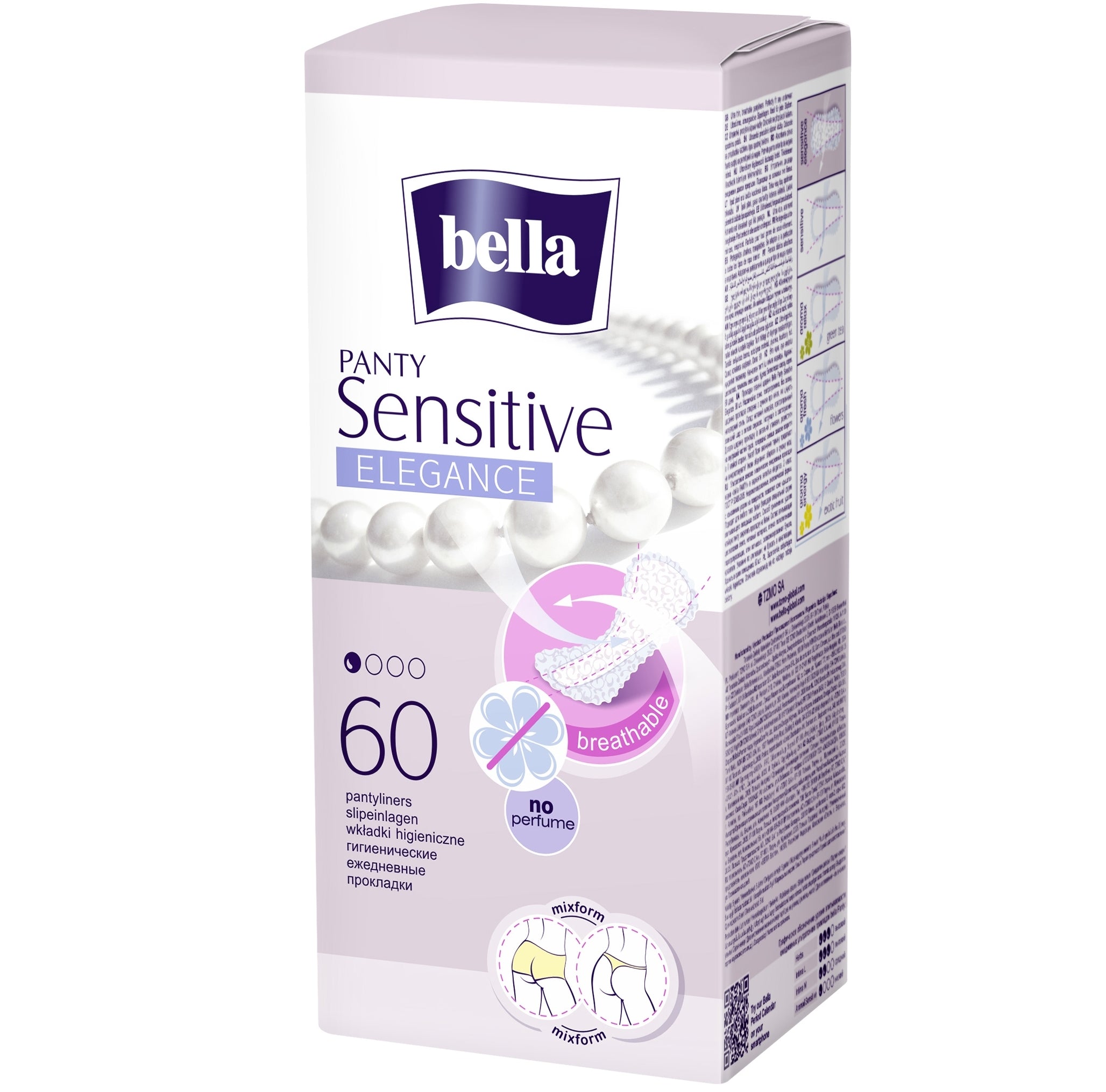 Bella Sensitive Elegance Panty Liners, 60 pcs