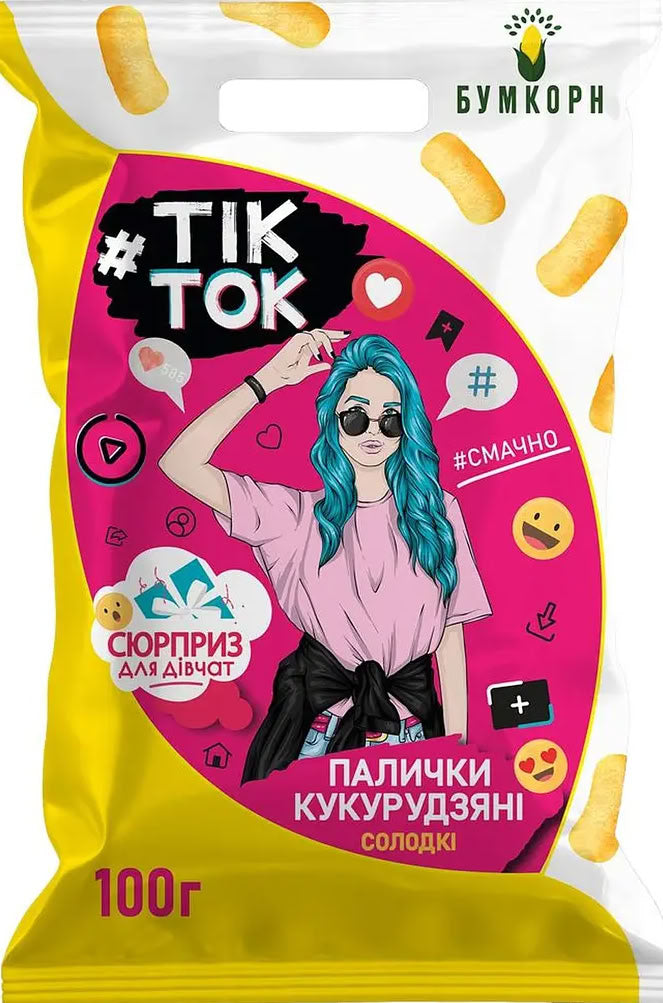 Boomcorn TikTok Surprise Corn Sticks for Girls, 100 g