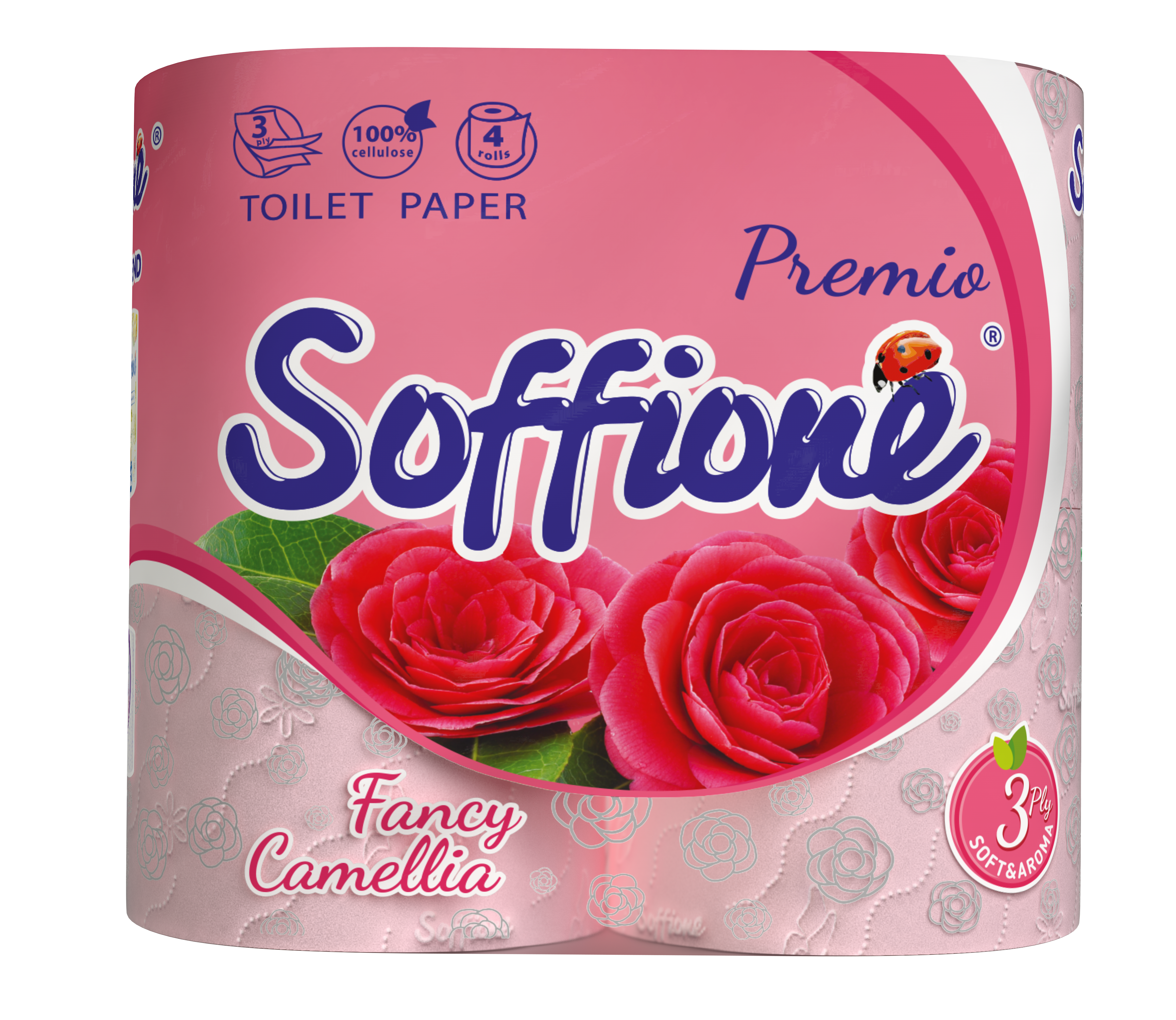 Soffione Premio Camellia 3-Ply Toilet Paper, 4 Rolls