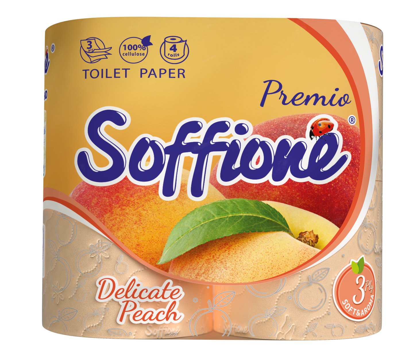 Soffione Premio Peach 3-Ply Toilet Paper, 4 Rolls