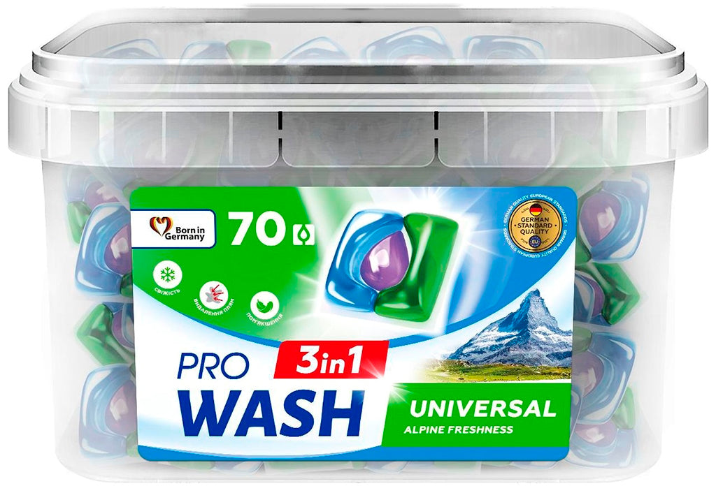 Pro Wash Universal Alpine Freshness Laundry Detergent Pods, 70 pcs (Price per 1 pc)