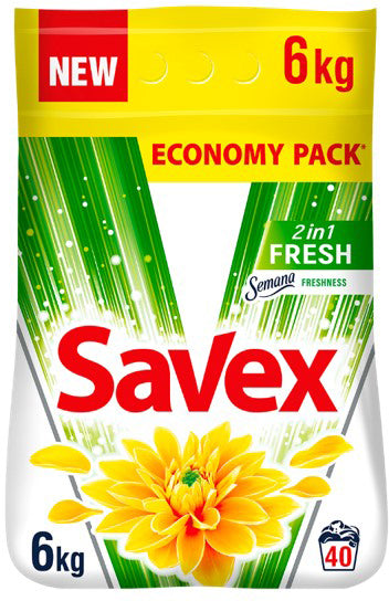 Savex 2-in-1 Fresh Laundry Detergent Powder, 6 kg