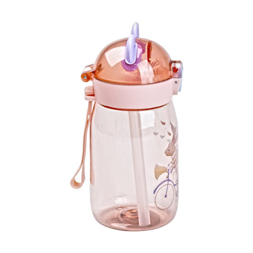Pink Kids' Water Bottle with Flip-Top Lid & Straw, 500 mL - Image 2
