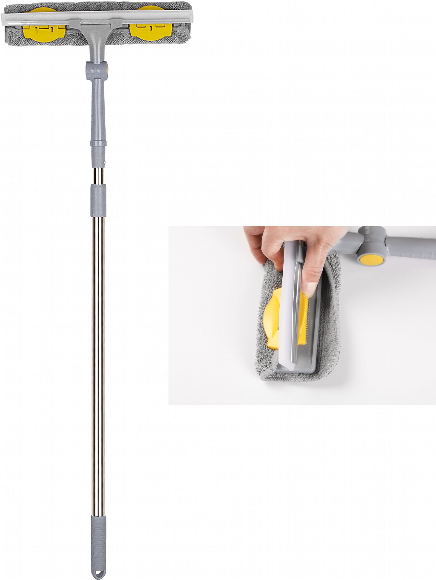Eco Fabric EF-3025 2-in-1 Microfiber Window Cleaner with Telescopic Handle, 30 cm Head, 73-123 cm Handle - Image 3
