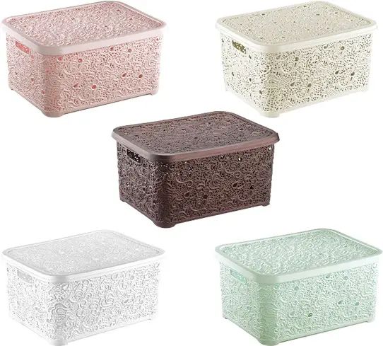 Elif Plastik 324 Ajour Basket with Lid, Assorted, 28 L