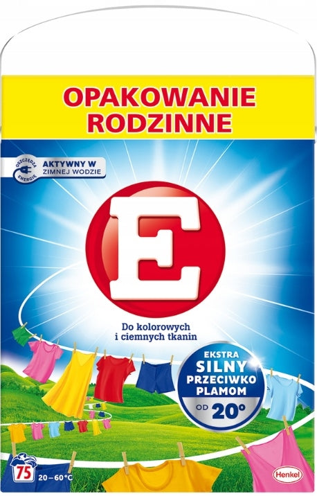 E Color & Dark Fabric Laundry Detergent Powder, 75 Loads, 4.5 kg