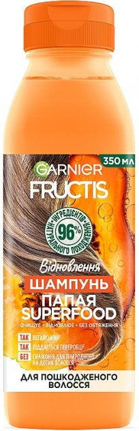 Garnier Fructis Papaya Superfood Repair Shampoo, 350 mL