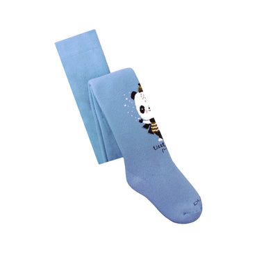 Duna 4940 Kids' Cotton Tights, 0-6 Months, 62-68 cm, Light Blue with Print - Image 2