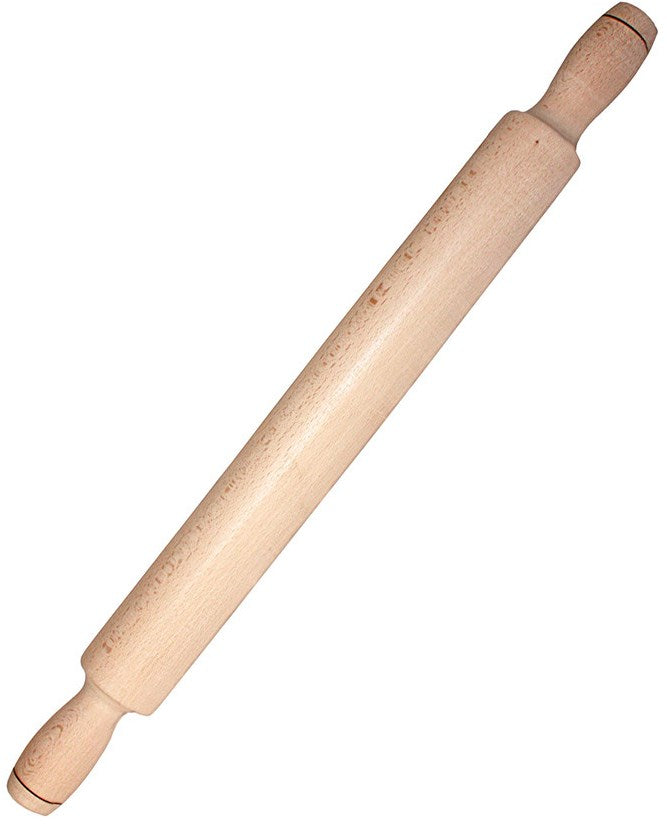 S&T 101-003 Wooden Rolling Pin with Handles, 39 x 6.5 cm
