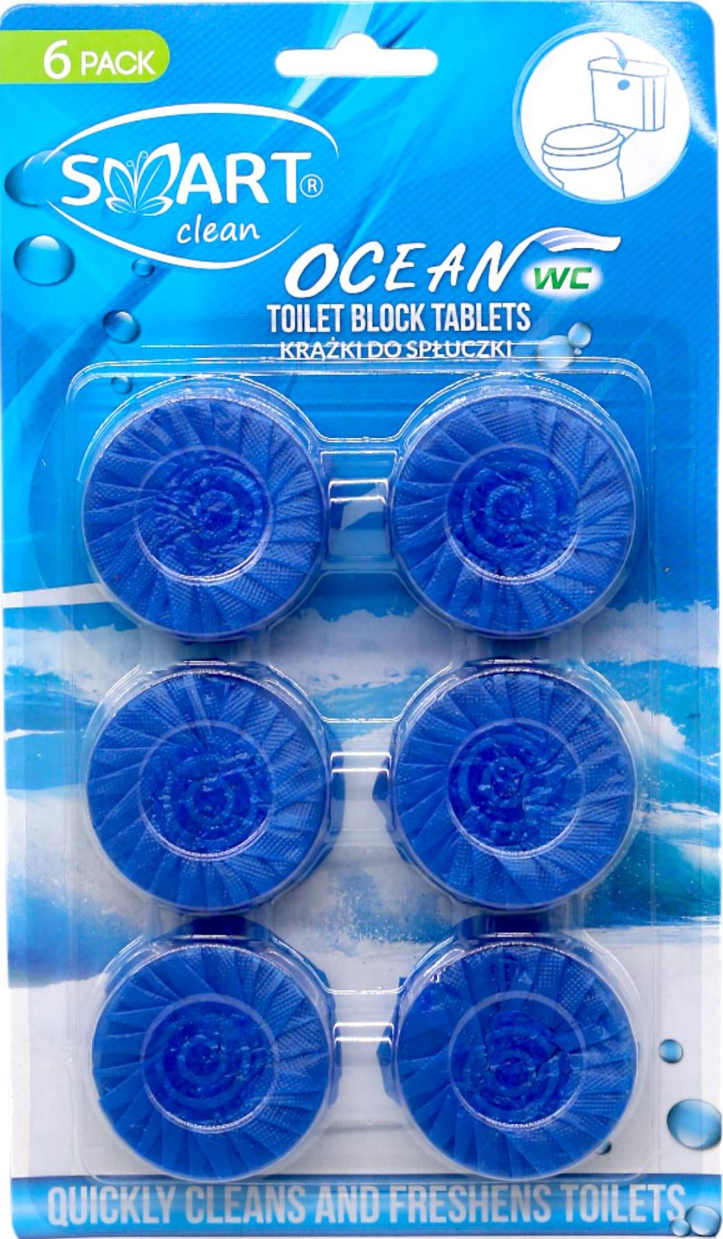 Smart Clean Ocean Toilet Cistern Tablets, 6 x 50 g