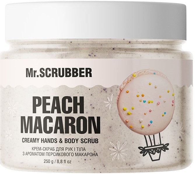 Mr. Scrubber Peach Macaron Hand & Body Cream Scrub, 250 g
