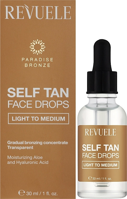 Revuele Light to Medium Facial Self-Tanning Drops, 30 mL