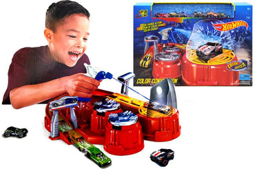 Hot Wheels 6761 Color-Changing Toy Car Wash Race Set with 6 Cars - Image 2