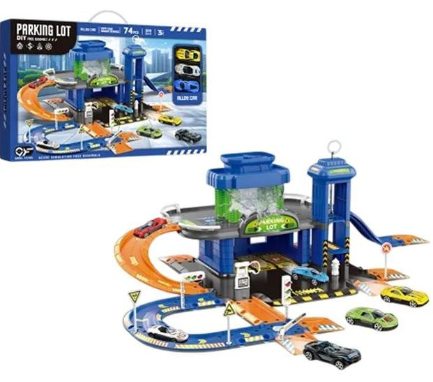 979-07 Toy Parking Garage & Car Wash with Metal Cars, 3 pcs