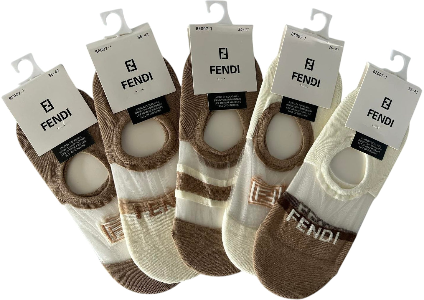 Fendi BE007 Women's No-Show Socks, Size 36-41