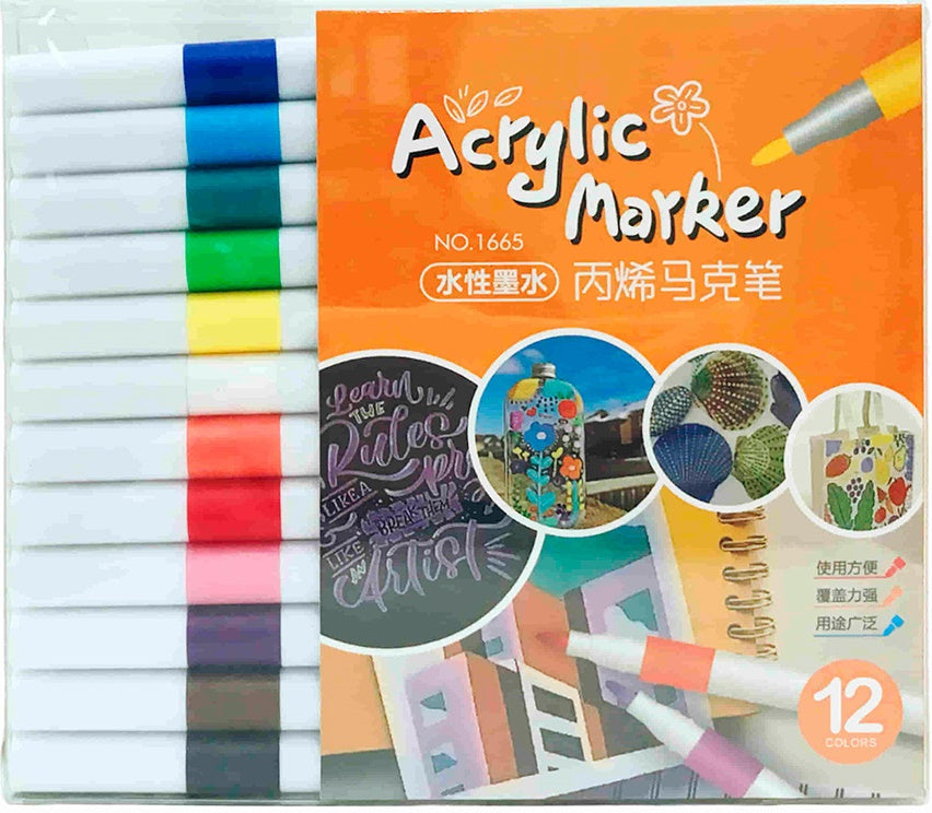 1665 Acrylic Marker Set, 12 Colors