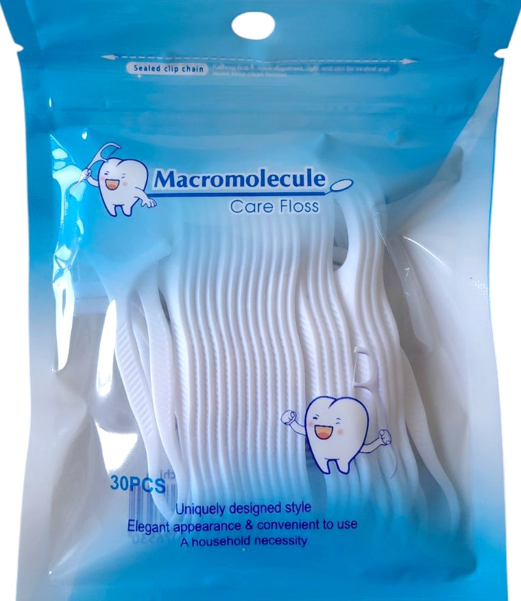Macromolecule Dental Floss Picks, 30 pcs