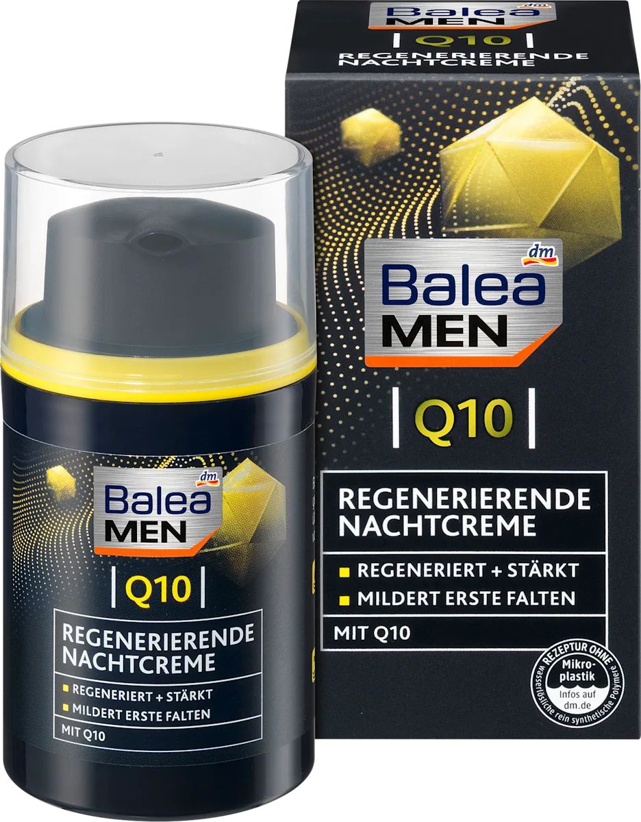 Balea Men Q10 Regenerating Night Face Cream, 50 mL