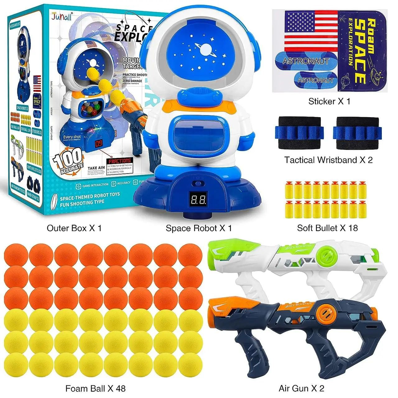 Space Explorer Astronaut YC 301 Target & Blaster Set with Sound, Electronic Scoreboard, 2 Blasters & Soft Darts