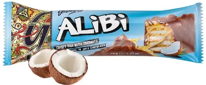 Alibi Caramel & Coconut Milk Chocolate Bar, 36 g
