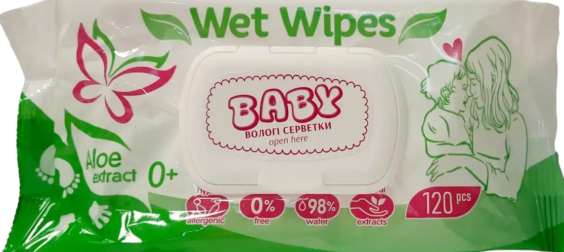 Baby Aloe Kids Wet Wipes, 120 pcs