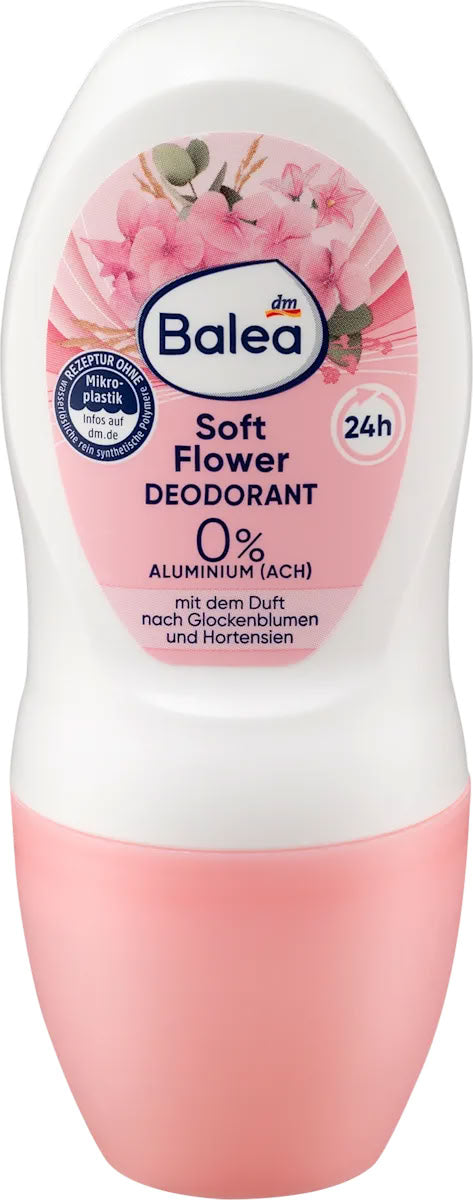 Balea Soft Flower Women's Roll-On Deodorant with Floral Scent, 50 mL