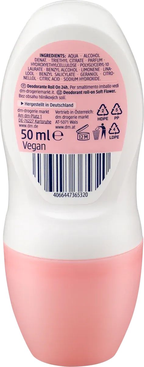 Balea Soft Flower Women's Roll-On Deodorant with Floral Scent, 50 mL - Image 2
