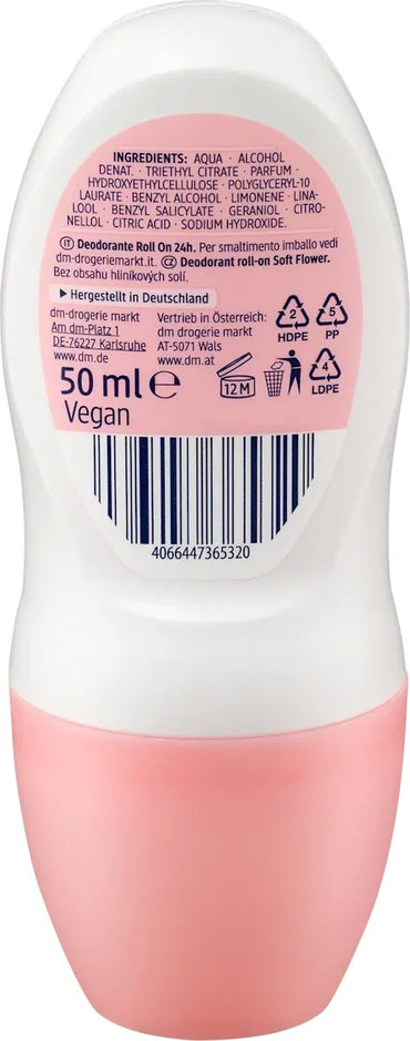 Balea Soft Flower Women's Roll-On Deodorant with Floral Scent, 50 mL - Image 2