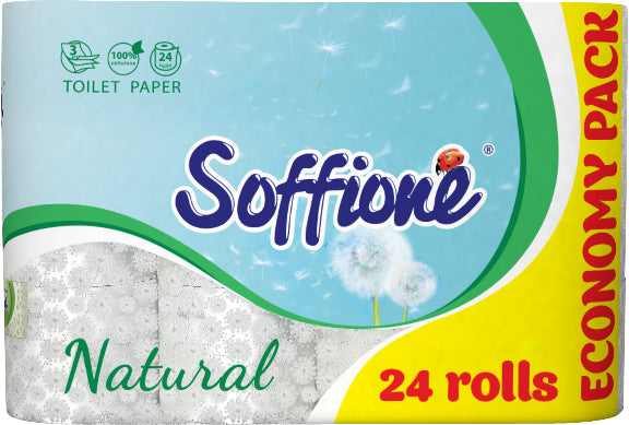 Soffione Natural Premio 3-Ply Toilet Paper, 24 Rolls
