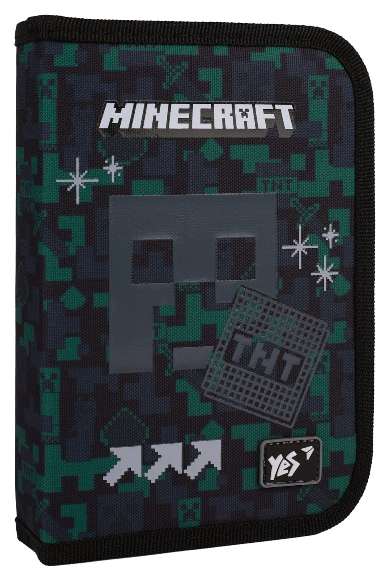 YES 533664 Minecraft Watch Out Single-Compartment Hard-Shell Pencil Case with Flap