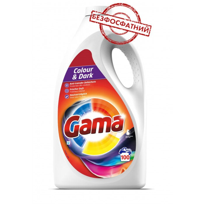 Gama Color & Dark 3-in-1 Liquid Laundry Detergent, 100 Loads, 4.5 L