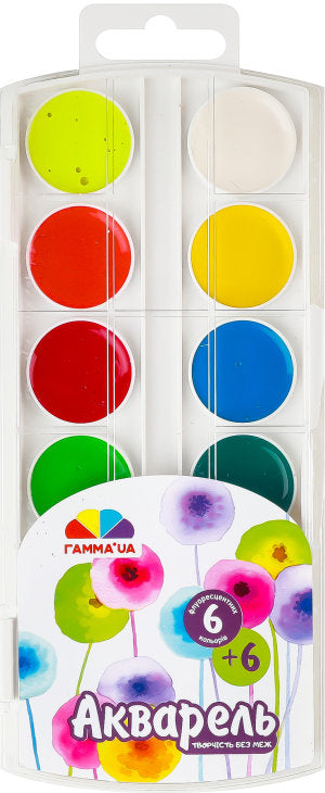 Gamma Creativity 400118 Watercolor Paint Set, 6 + 6 Colors