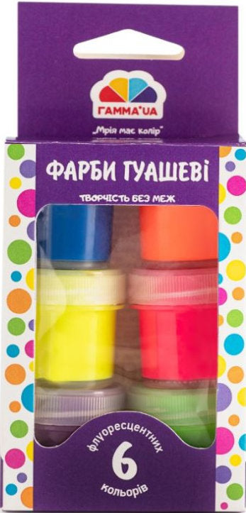 Gamma Creativity Fluorescent Gouache 100207, 6 Colors