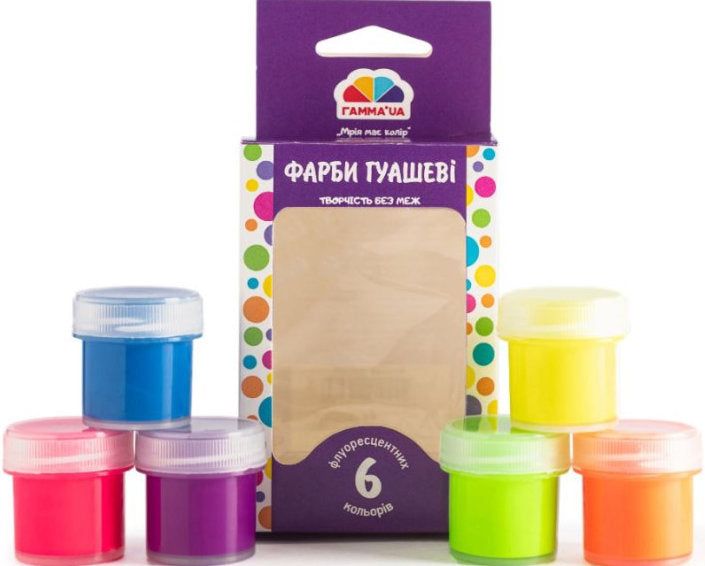 Gamma Creativity Fluorescent Gouache 100207, 6 Colors - Image 2