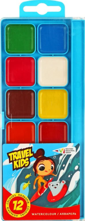 Travel Kids Watercolor Paints 312084/TK, 12 Colors