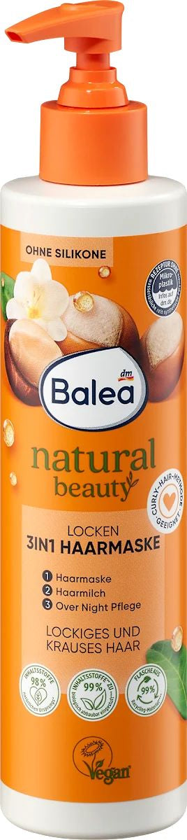 Balea Natural Beauty 3-in-1 Hair Mask for Curly Hair, 150 mL