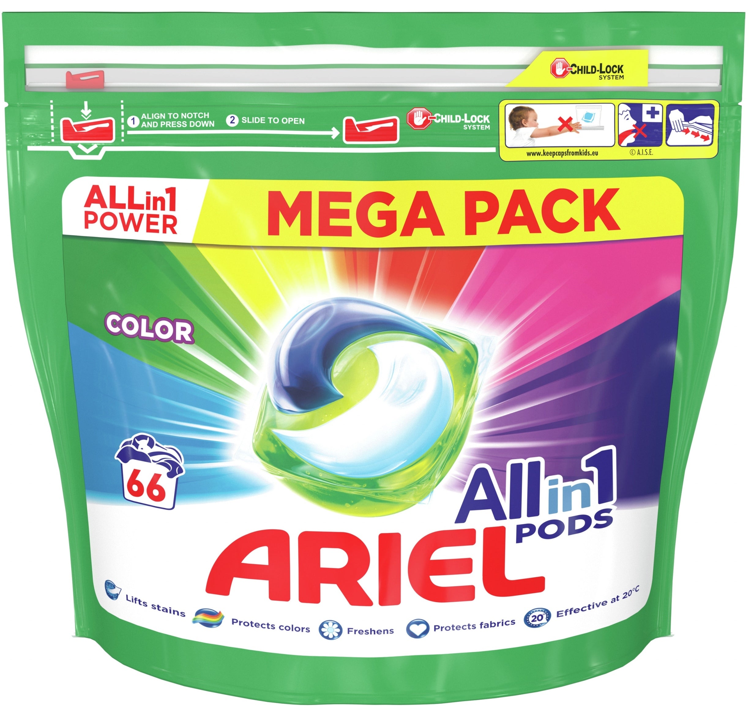Laundry detergent pods Ariel Pods Color 66 pcs (priced per piece)