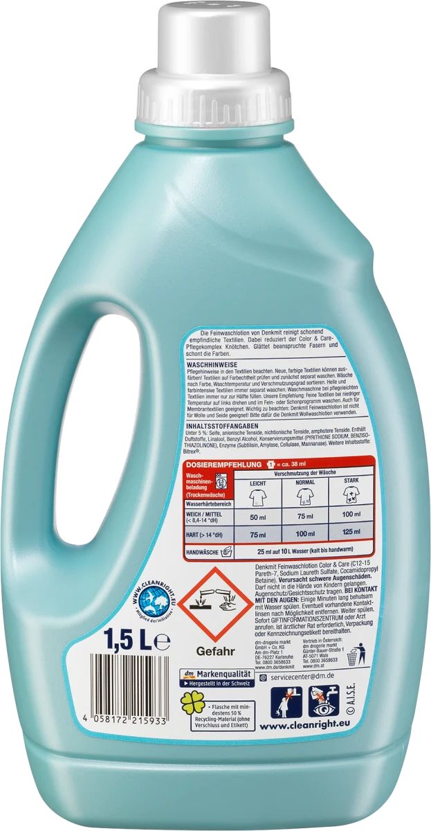 Denkmit Color & Care Laundry Detergent Gel, 30 Loads, 1.5 L - Image 2