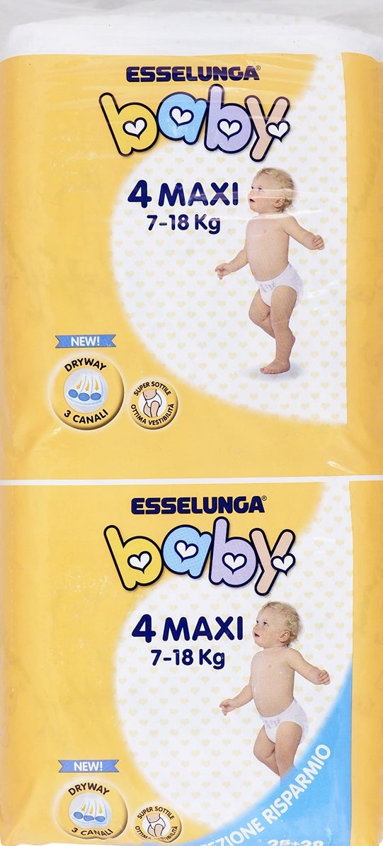 Esselunga Baby Size 4 Baby Diapers, 7-18 kg, 56 pcs