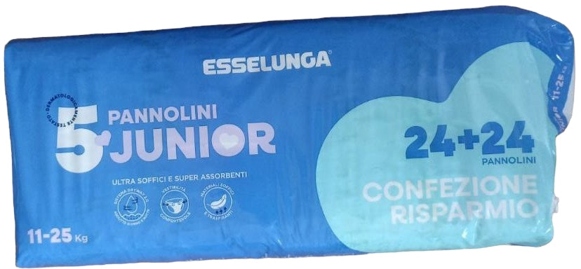Esselunga Size 5 Baby Diapers, 11-25 kg, 24+24 pcs