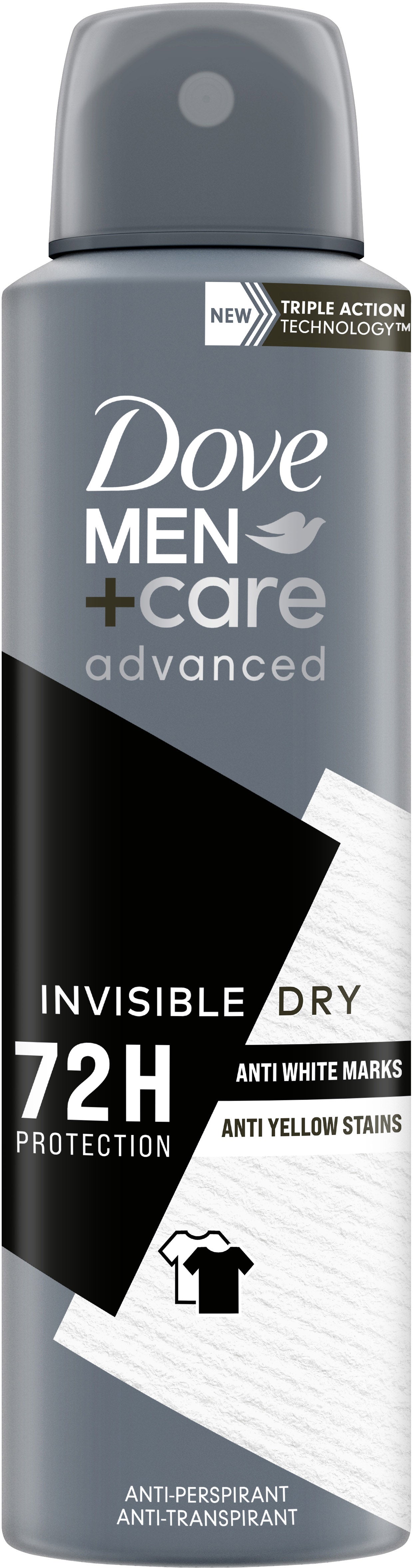 Dove Men's Invisible Dry 72-Hour Aerosol Antiperspirant, 150 mL