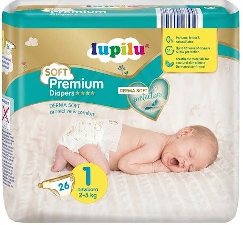 Lupilu Soft Premium Baby Diapers Size 1, 2-5 kg, 26 pcs