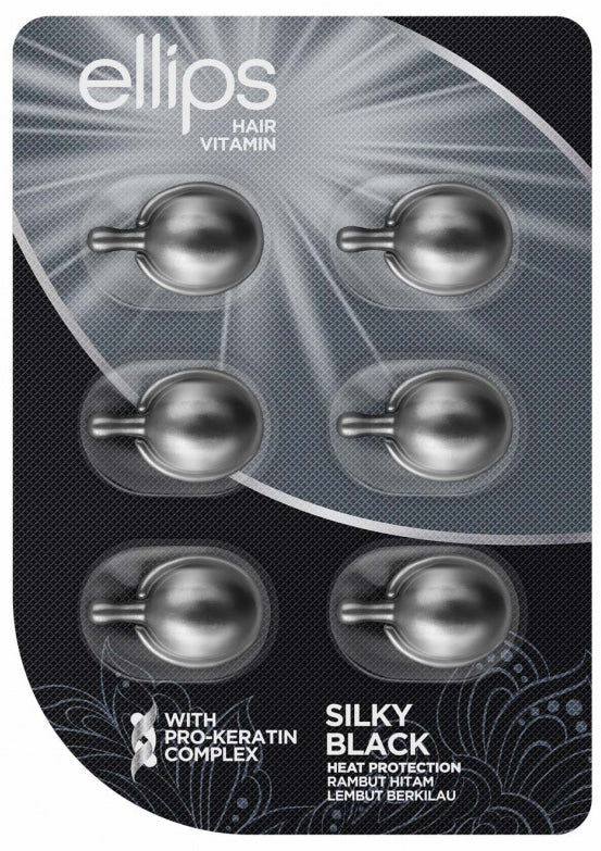 Ellips Silky Black Vitamin Hair Capsules for Dark Hair, 6 pcs