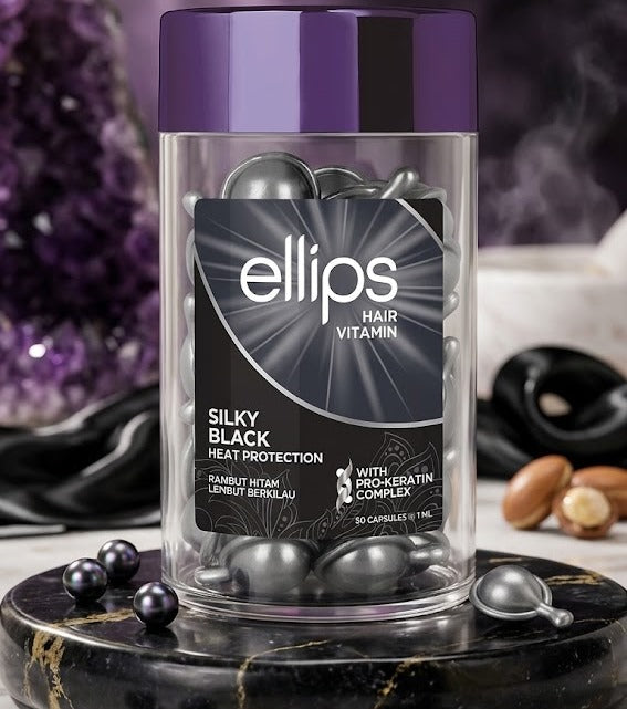 Ellips Silky Black Vitamin Hair Capsules for Dark Hair with Pro-Keratin Complex, 50 pcs - Image 2