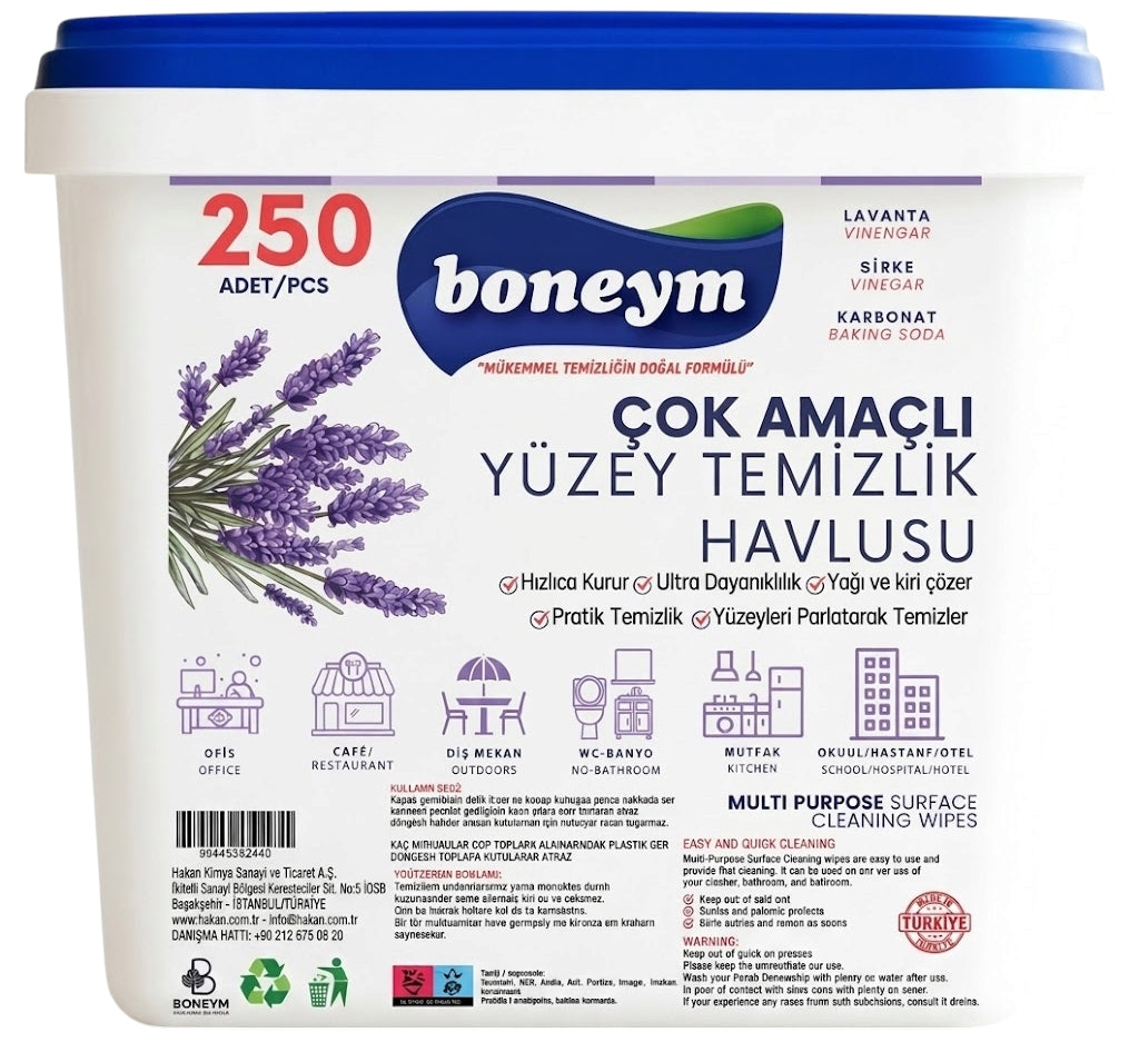 Boneym Lavender Cleaning Wet Wipes, 250 pcs