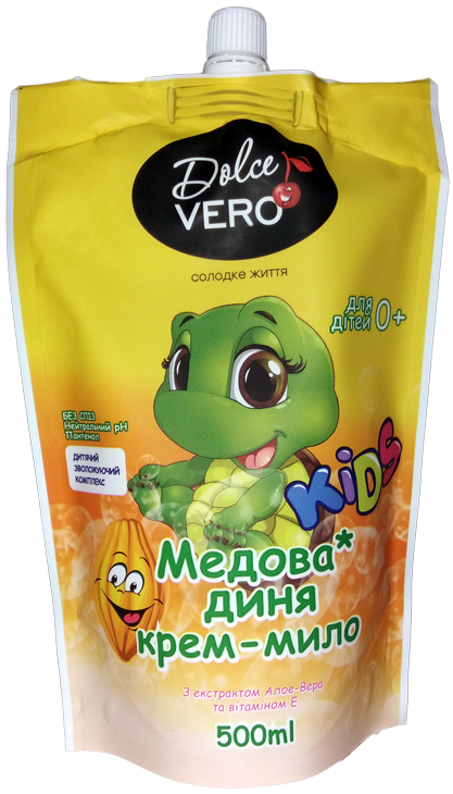 Dolce Vero Honey Melon Kids Liquid Cream Soap Refill Pouch, 500 mL